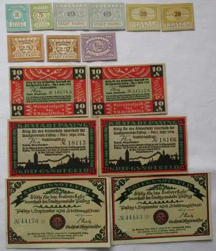 15 Banknoten Notgeld Stadt Pasing Bayern 1.9.1918 (107205)