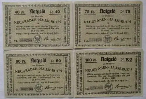 4 Banknoten Notgeld Gemeinde Neugraben Hausbruch 1921 kassenfrisch (156091)