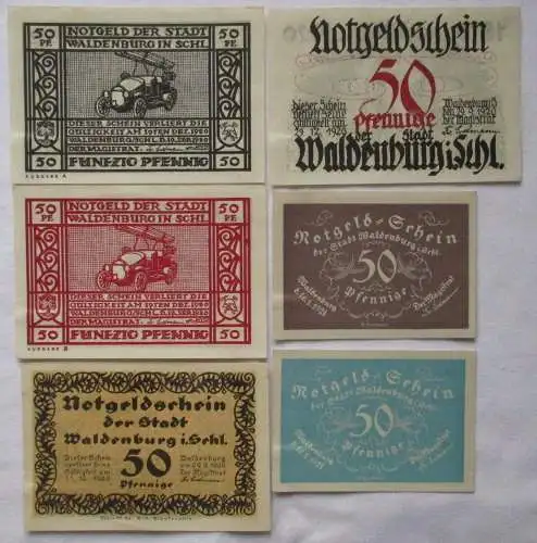 6 Banknoten Notgeld Stadt Waldenburg in Schlesien 1921 (102000)