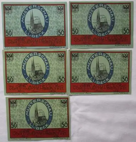 5 Banknoten Notgeld Nordische Woche Lübeck 1921 (119667)