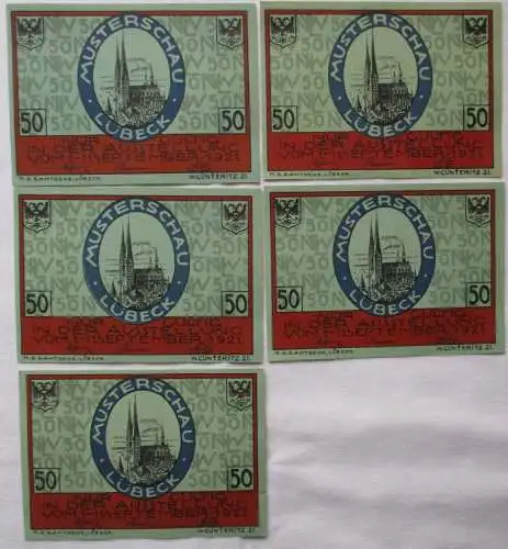 5 Banknoten Notgeld Nordische Woche Lübeck 1921 (110520)