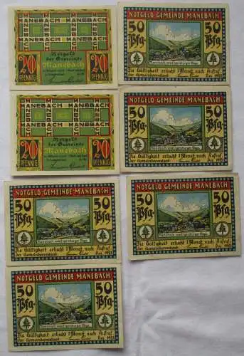 20 & 6 x 50 Pfennig Banknoten Notgeld Gemeinde Manebach Dez. 1921 (136082)