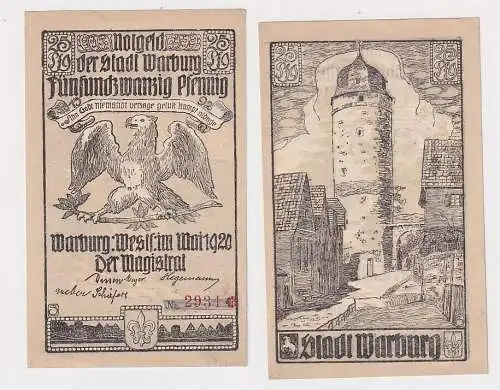 25 Pfennig Banknote Notgeld Stadt Warburg Mai 1920 (133029)