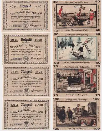 4 Banknoten Notgeld Gemeinde Neugraben Hausbruch 1921 kassenfrisch (146758)