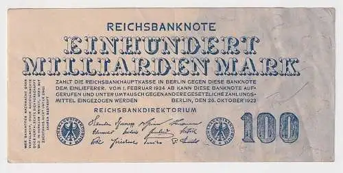 100 Milliarden Mark Banknote Inflation Berlin 26.10.1923 Ro 123 (146522)