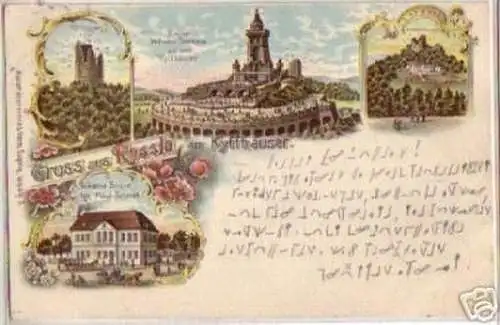 10763 Ak Lithographie Gruß aus Rossla Gasthaus 1900