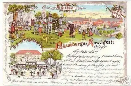 04373 Ak Lithographie Gruß vom Naumburger Kirschfest