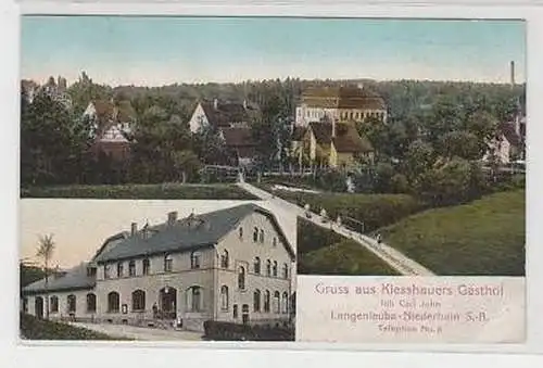 43897 Ak Gruß aus Langenleuba Niederhain Gasthof 1913