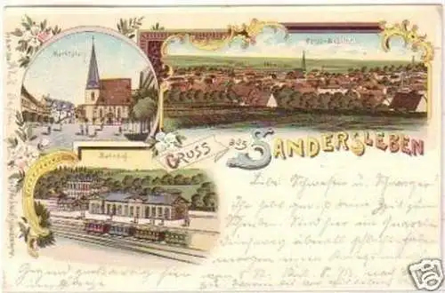 28689 Ak Lithographie Gruss aus Sandersleben 1900