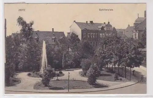 94284 Ak Zeitz Schillerplatz mit Springbrunnen 1911