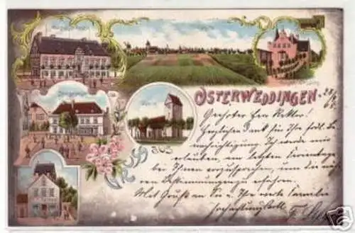 08024 Ak Lithographie Osterweddingen Gutshof usw. 1905