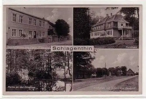 60486 Mehrbild Ak Schlagenthin Geschäftshaus usw. 1943