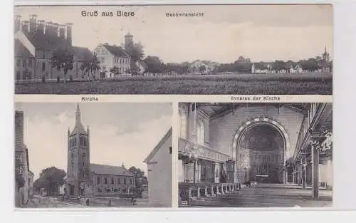 94091 Mehrbild Ak Gruß aus Biere Kirche und Inneres der Kirche 1917