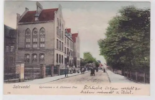 94242 Ak Salzwedel Gymnasium von der Lüchower Thor 1903