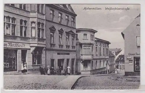 92850 Ak Hohenmölsen Weißenfelserstrasse mit Geschäften um 1910