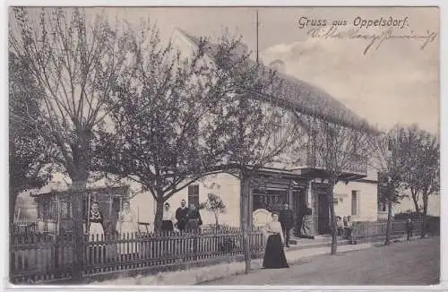 93287 Ak Gruß aus Oppelsdorf Opolno Restauration 1907