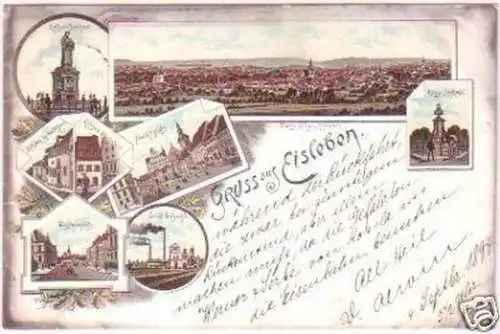 15490 Ak Litho Gruss aus Eisleben Ernst Schacht ua 1897