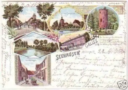 28498 Ak Lithographie Gruss aus Seehausen Altmark 1900