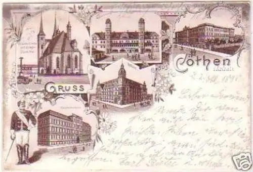 26956 Ak Lithografie Gruss aus Cöthen i. Anhalt 1898