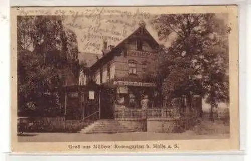 09136 Ak Gruß aus Möllers Rosengarten bei Halle um 1930