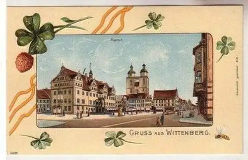 25092 Präge Ak Gruß aus Wittenberg Markt um 1900