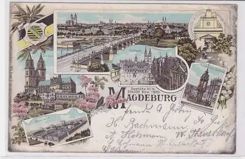 79935 AK Magdeburg - Dom, Rathaus, Kaiser Otto Denkmal & Grusonwerk 1899