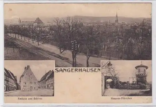 88682 Mehrbild Ak Sangerhausen Husaren Pförtchen, Rathaus, Schule 1916