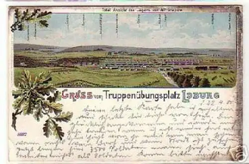 13281 Ak Litho Gruß aus Truppenübungsplatz Loburg 1900