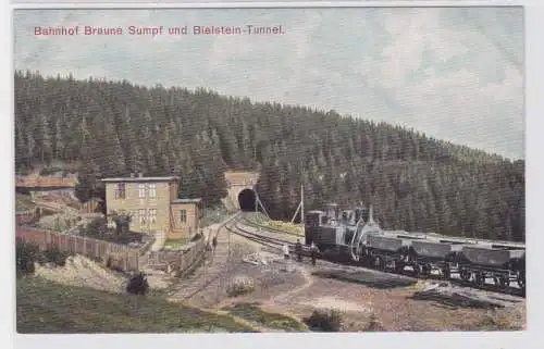 78240 Ak Bahnhof Braune Sumpf und Bielstein Tunnel um 1900