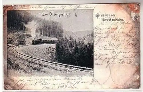 59048 Ak Gruß von der Brockenbahn im Drängethal 1902