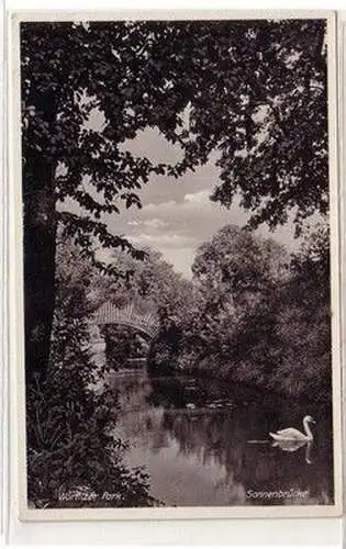 58981 ak Wörlitzer Park Sonnenbrücke Hotel Grüner Baum um 1940