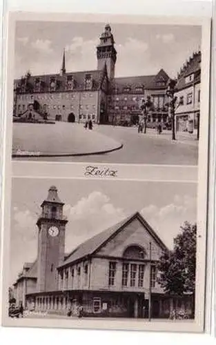 53076 Mehrbild Ak Zeitz Rathaus und Bahnhof 1939