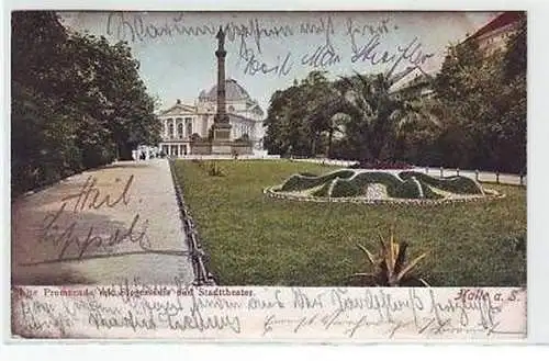 44193 Ak Halle Promenade mit Siegessäule 1905