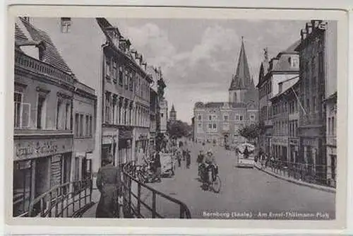 35517 Ak Bernburg Saale Ernst Thälmann Platz um 1954