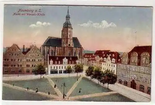 41661 Ak Naumburg a.S. Markt mit Wenzels-Kirche 1920