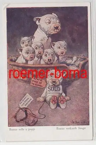 80990 Humor Ak Bulldogge 'Bonzo verkauft Junge' 1928