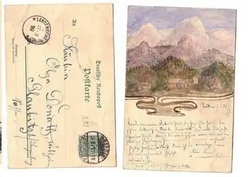 57752 hangemalte Ganzsachen Karte Berglandschaft 1899