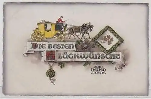 45845 Neujahrs Präge Ak Postkutsche um 1916