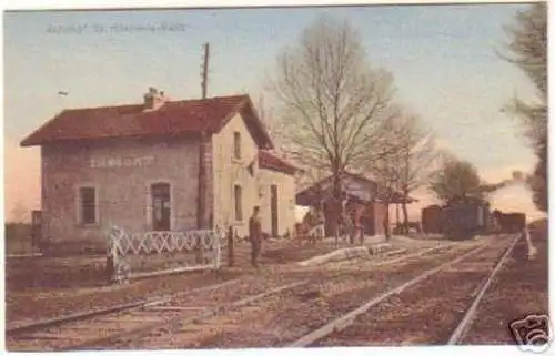 13941 Ak Bahnhof St. Hilaire le Petit mit Zug um 1915