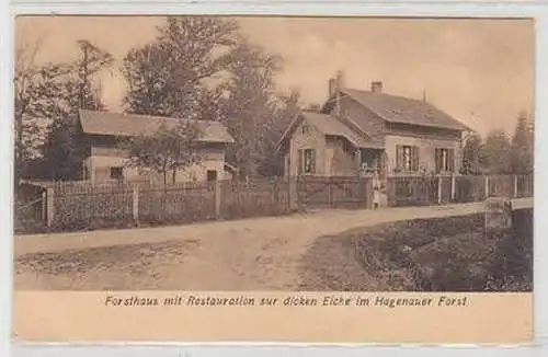 51436 Ak Forsthaus mit restauration zur dicken Eiche im Hagenauer Forst 1908