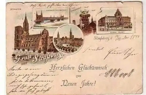 40024 Ak Lithographie Gruß aus Strassburg 1895