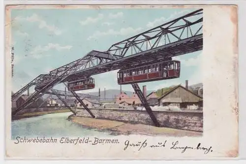 92226 AK Schwebebahn Elberfeld-Barmen über der Wupper 1902