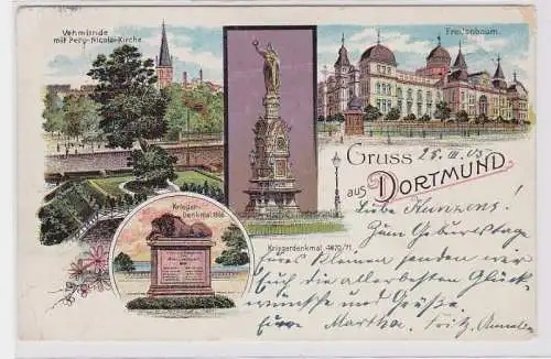 92239 Ak Lithographie Gruss aus Dortmund 1905