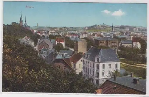 91509 AK Steele - Gesamtansicht mit St. Laurentius und Friedenskirche um 1910