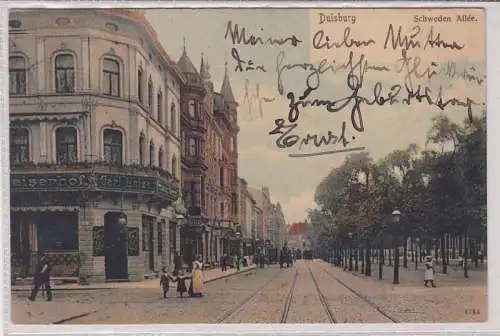 89222 Ak Duisburg Schweden Allee mit Gasthof Kaiserhof 1905