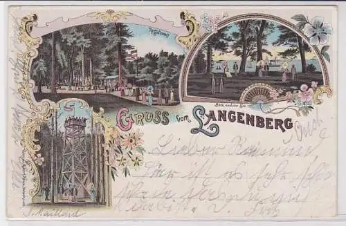 89423 Ak Lithographie Gruß aus Langenberg Restaurant usw. 1899