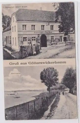 89853 Mehrbild Ak Gruß aus Götterswickerham Restaurant und Rheinpartie 1921