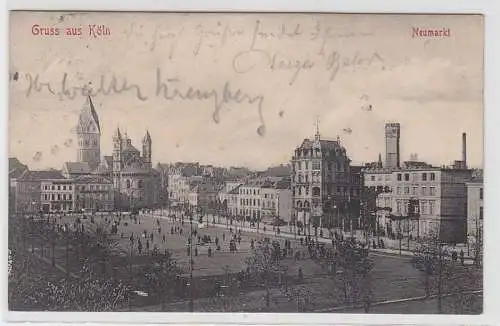 71059 Ak Gruss aus Köln, Neumarkt, 1908