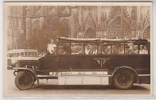 54463 Foto Ak Köln Stadtrundfahrten Bus vorm Dom um 1930