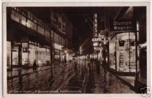 08993 Ak Hagen Elberfelderstraße bei Nacht 1937